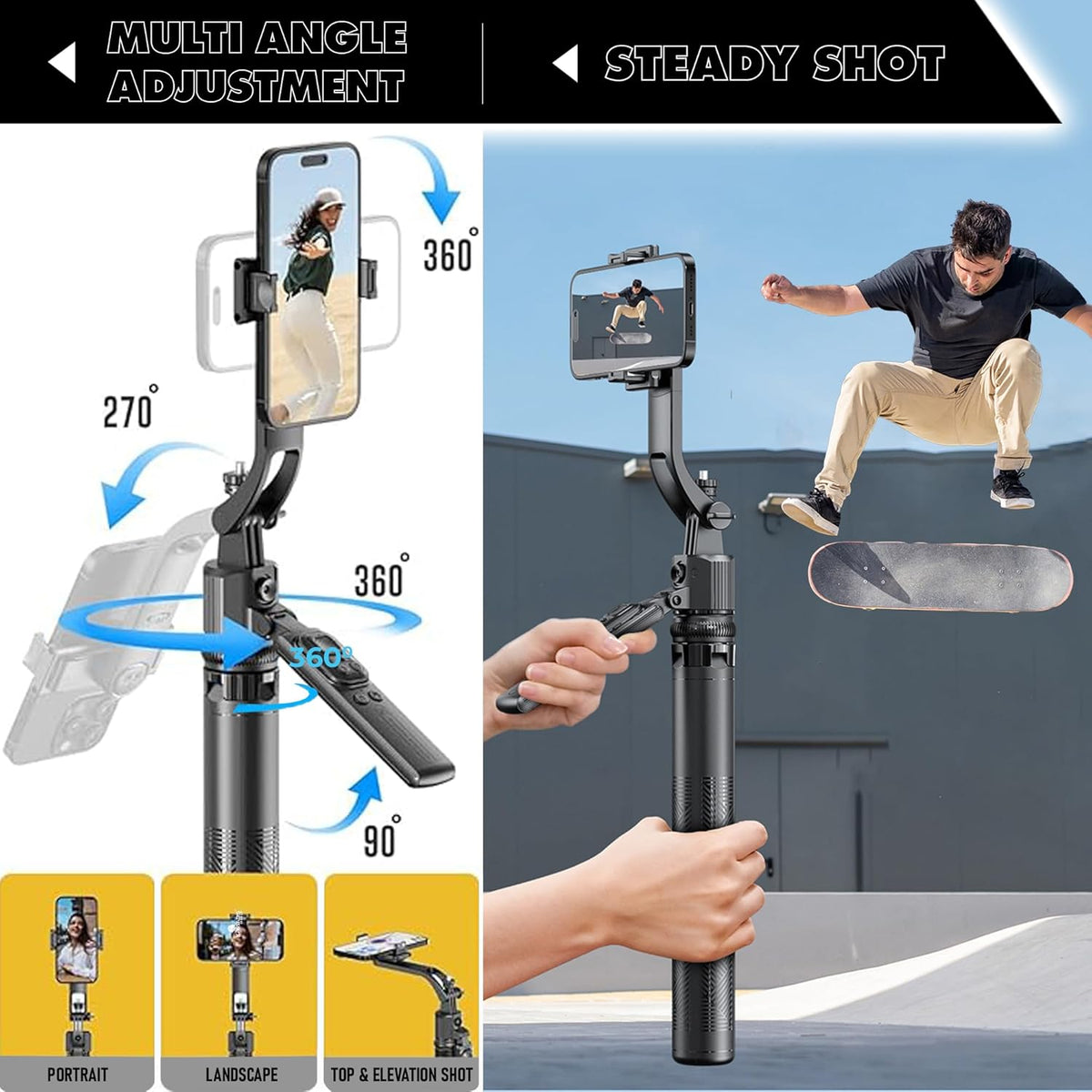 Selfie Stick Tripod with Ai Sensor