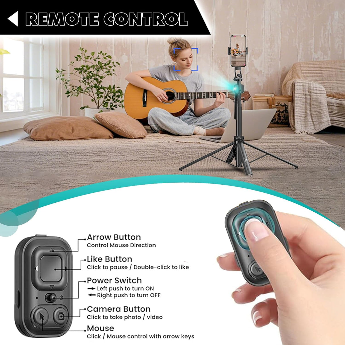 Selfie Stick Tripod with Ai Sensor