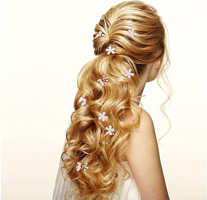 Small Pearl Mini Hair Claw Clips with Flower Design