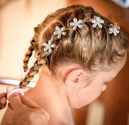 Small Pearl Mini Hair Claw Clips with Flower Design