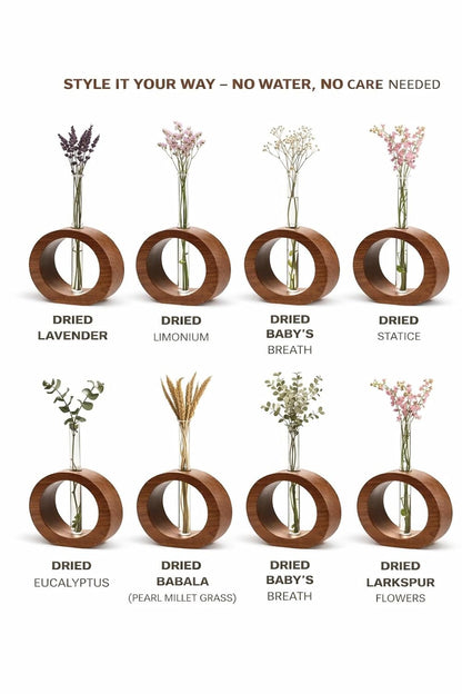 Modern Flower Vase with Wood Stand
