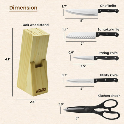 Kitchen Knife Set, Scissor with Wooden Case