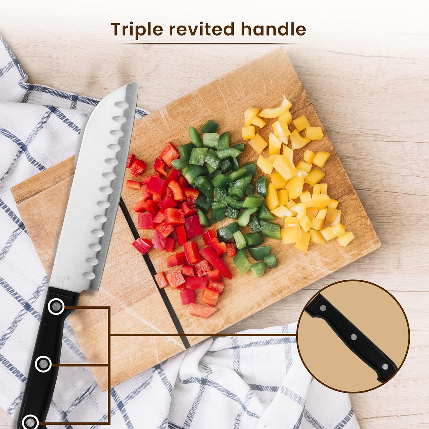Kitchen Knife Set, Scissor with Wooden Case