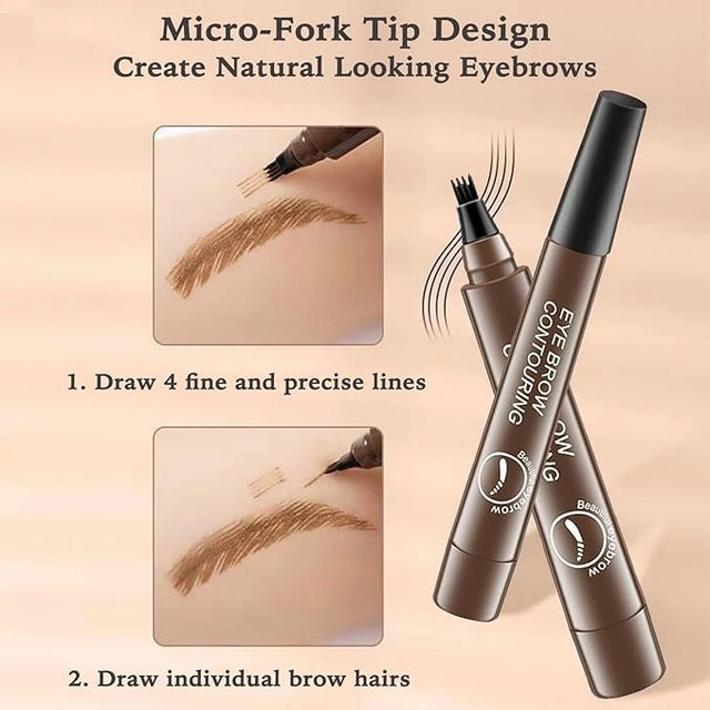 Waterproof Microblading Eyebrow Pencil with a Micro Fork Tip Applicator (Pack of 2)