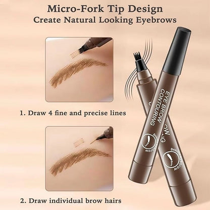 Waterproof Microblading Eyebrow Pencil with a Micro Fork Tip Applicator (Pack of 2)