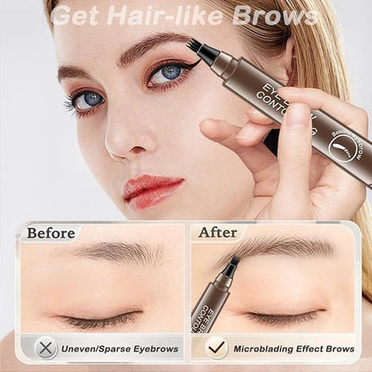 Waterproof Microblading Eyebrow Pencil with a Micro Fork Tip Applicator (Pack of 2)